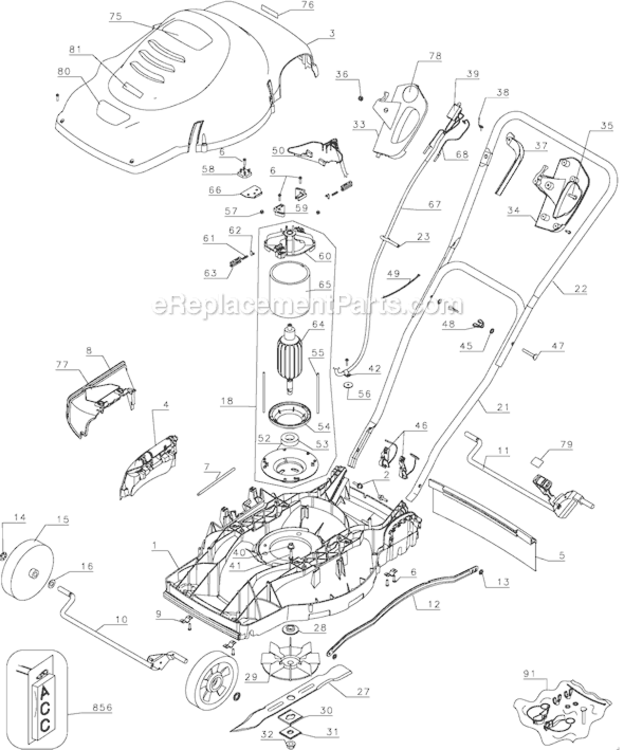 Page A Diagram and Parts List for MM275  Black and Decker Lawn Mower